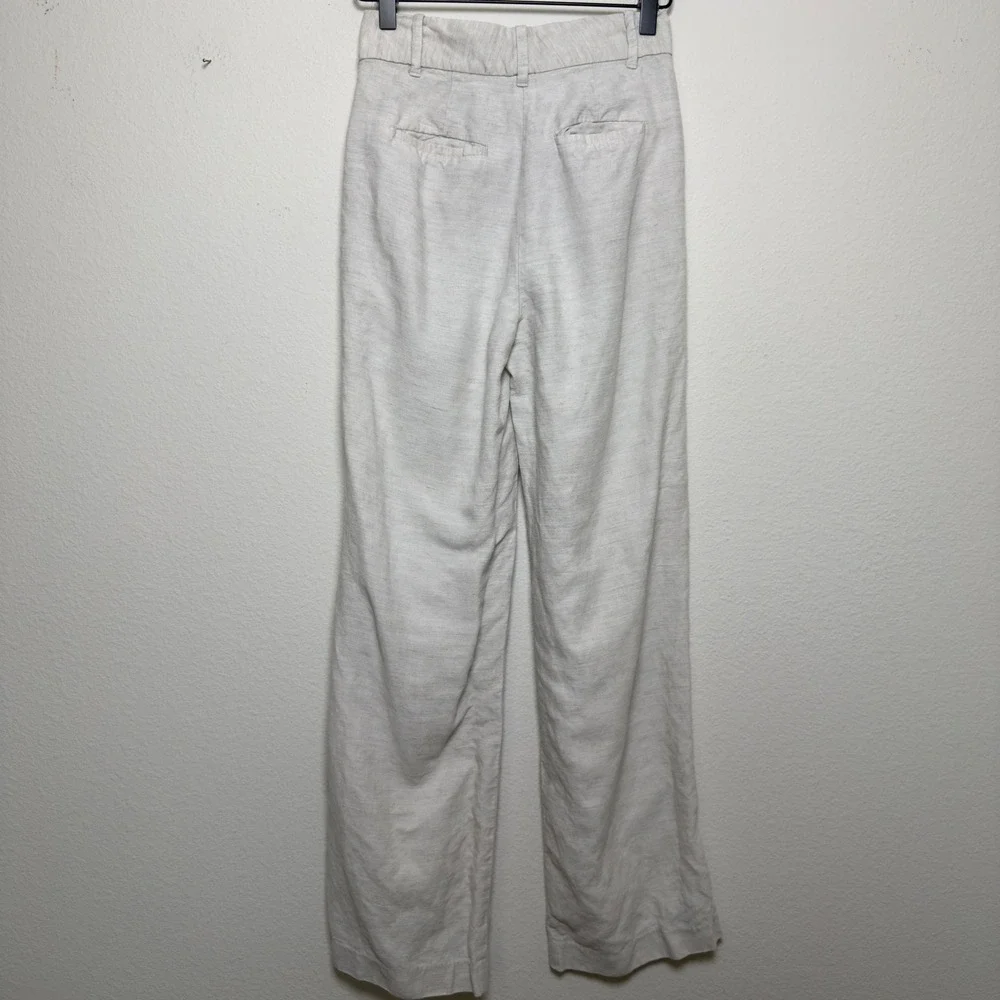 Aritzia Women Effortless Linen Trouser Pants 0 Wide Leg Beige High Rise Office